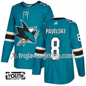 San Jose Sharks tröja Joe Pavelski 8 Adidas 2017-2018 Teal Authentic - NHL Tröjor Barn
